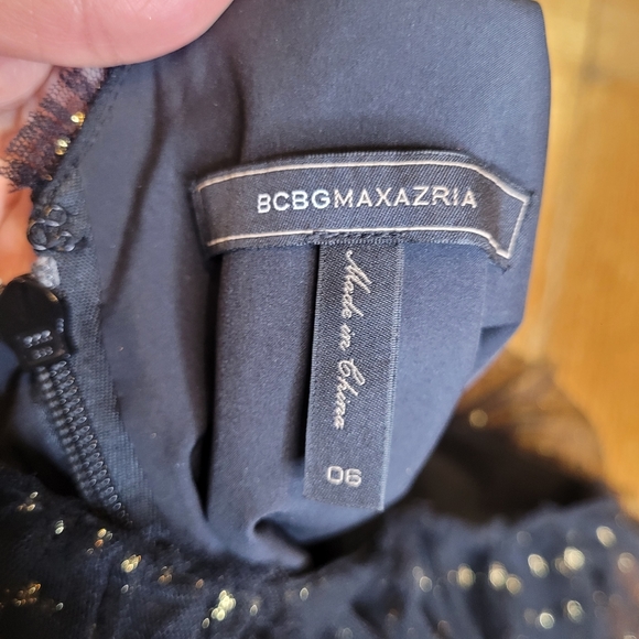 Bcbgmaxazria Dress Ruffles Layered Black Gold One Shoulder Party Prom Nightout - Picture 12 of 16